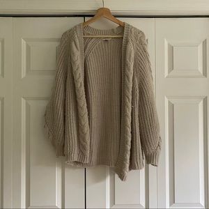 Grey cable knit cardigan